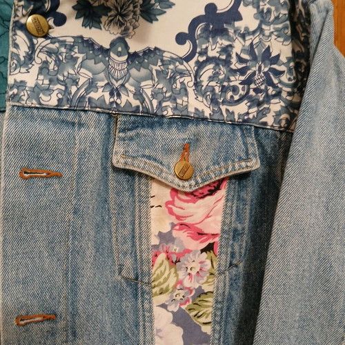 Handmade denim jacket vintage patchwork oversized like new
