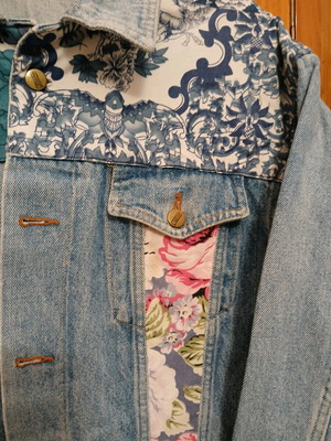 Handmade denim jacket vintage patchwork oversized like new