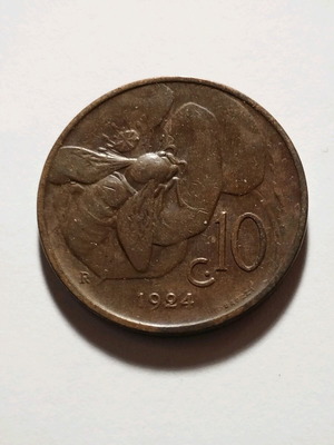 Ιταλία 10 Centesimi 1924 R χάλκινο νόμισμα μεταχειρισμένο