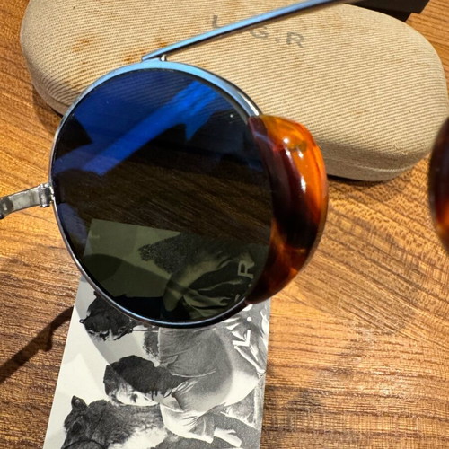 L.g.r Togo sunglasses like new, nickel with tortoise shell and mirror lens