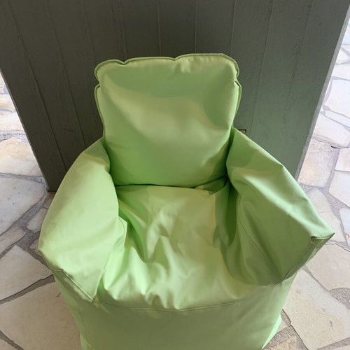 Poofomania Dias children's pouf armchair, green leatherette