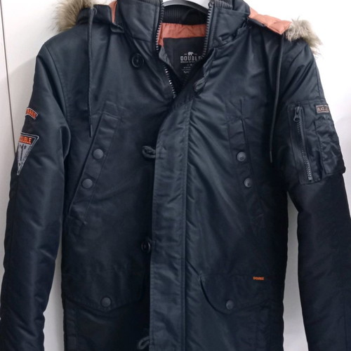Double men's parka jacket black like new, size S