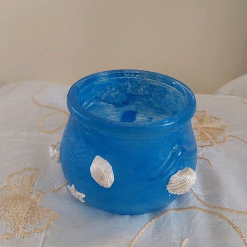 Decorative handmade jar with battery light, height 7 cm, new