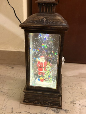 Christmas Decorative Illuminated Lantern with Moving Santa 27.5cm new