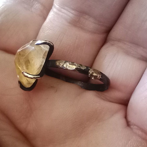 Ring 925 Silver handmade with citrine stone, like new, size 61