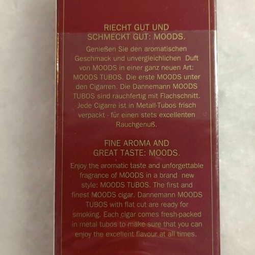 Dannemann empty packaging used from Moods Tubos cigars