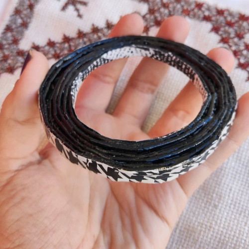 Bracelet stable black handmade from recycled paper