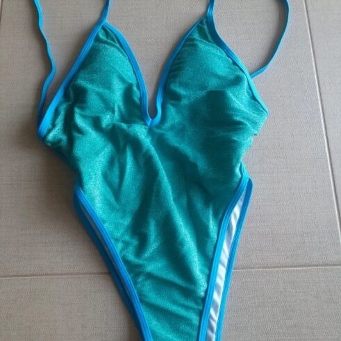 Iridescent one-piece swimsuit new, blue turquoise