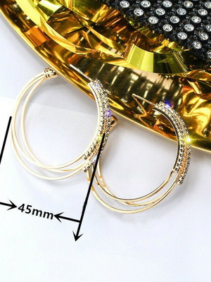 Hoop earrings gold plated with white sapphires new