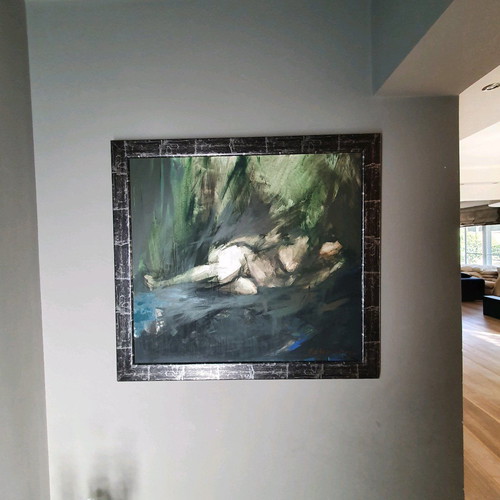 Painting by Eleni Mantzopoulou new with sleeping female figure