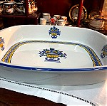  Ιταλικό Πυρίμαχο μεγάλο και βαθύ μαγειρικό σκεύος με υπέροχα σχέδια  και με καλάθινη βάση δεκαετίας 1980…Αμεταχείριστο!