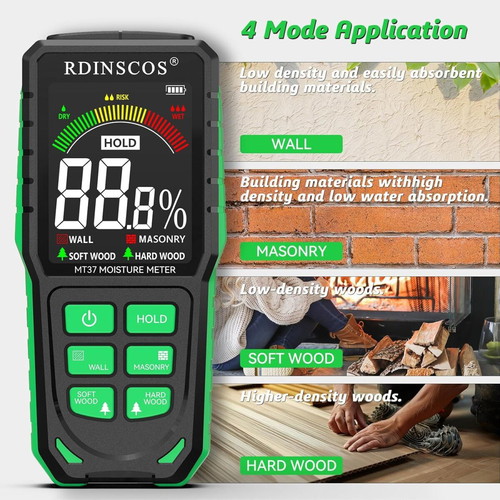 Υγρασιόμετρο RDINSCOS MT37 νέο, χωρίς επαφή για τοίχους ξύλο και σκυρόδεμα