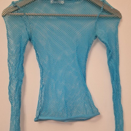 Danoff mesh blouse turquoise one size like new