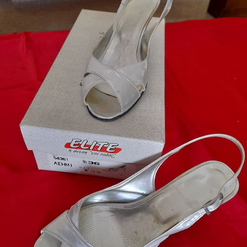 Elite silver women's sandals size 36 like new, 7 cm heel
