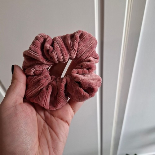Self Care Hair Set Pink like new with fluffy headband and velvet scrunchie
