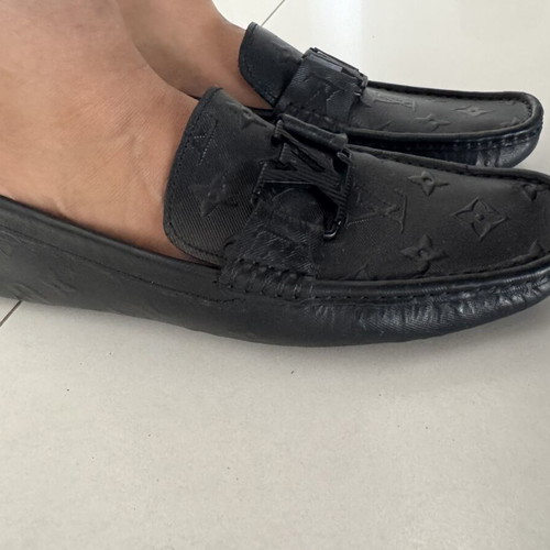 Louis Vuitton loafers size 42, black leather with monogram