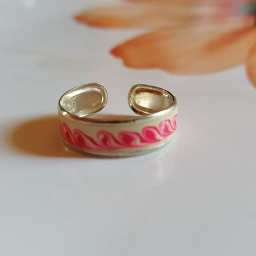 Silver 925 Painted Pink Zakaria Toe Ring new