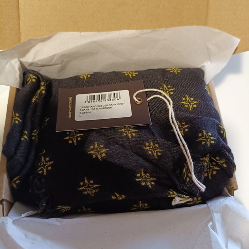 Camicissima women's scarf, dark grey with yellow pattern