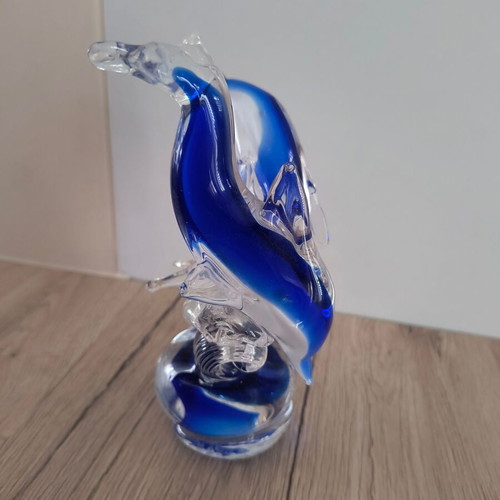 Glass decorative dolphins and bird new, pack of 2 pieces
