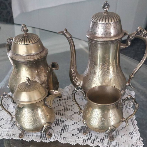 Silver-plated vintage coffee and tea set of 4 pieces used
