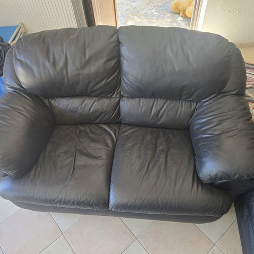 Leather two-seater sofa