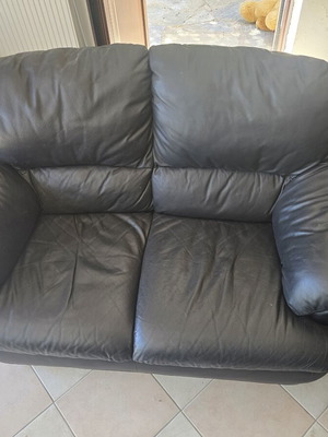 Leather two-seater sofa