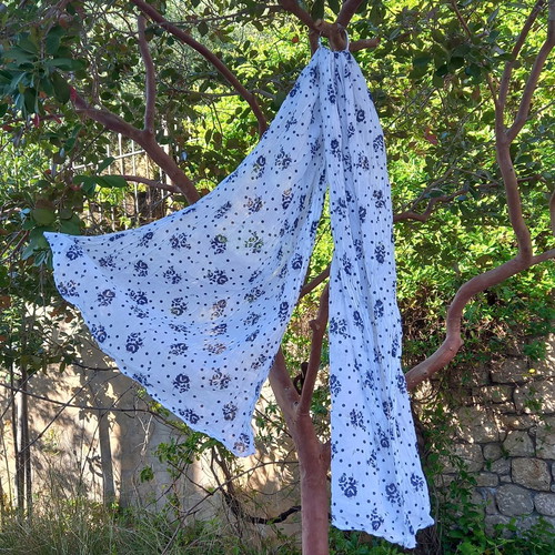 Cotton large scarf Bershka in white and blue
