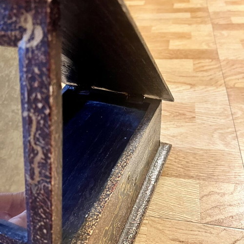 Wooden jewelry box like new with drawer and folding lid