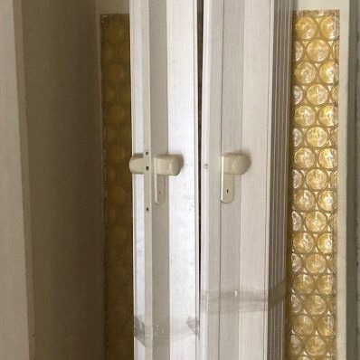 Folding accordion door like new, PVC white oak color, double leaf