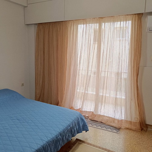 Curtain for balcony door used, 2.70 m width x 2.25 m height, beige tones