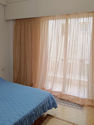 Curtain for balcony door used, 2.70 m width x 2.25 m height, beige tones