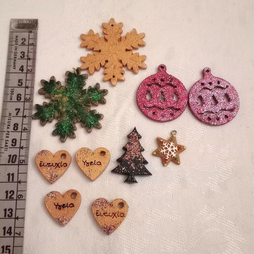 Wooden elements for charms, pack of 10 pieces, like new