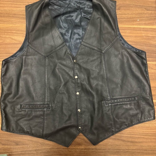 Men's leather vest like new, black, size 4XL