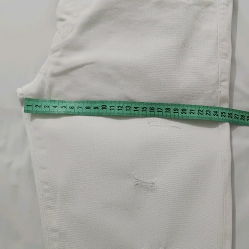 ZARA Men's White Slim Fit Pants Like New with Distressed Design