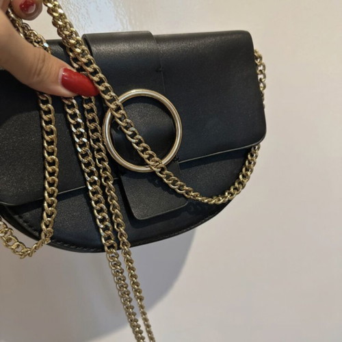 Black crossbody bag Mango like new with gold chain
