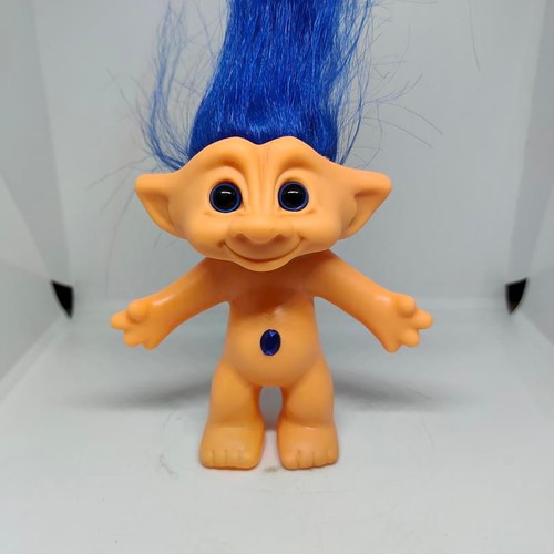 Retro Efxoulis Troll figure with blue hair and diamond, like new