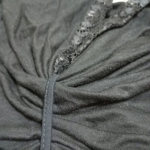 Caramella black elastic halter top with lace and rhinestones like new