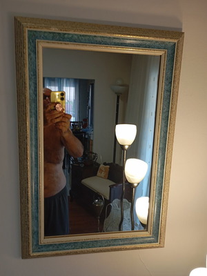 Vintage rectangular wall mirror used with handmade wooden frame