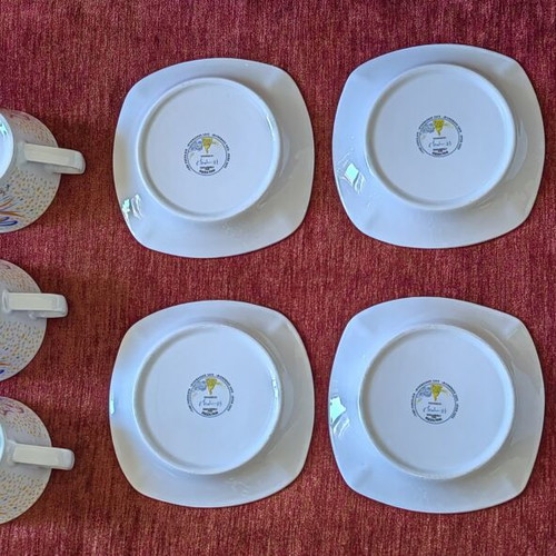 Set of 6 collectible porcelain cups and saucers by G. Stathopoulos
