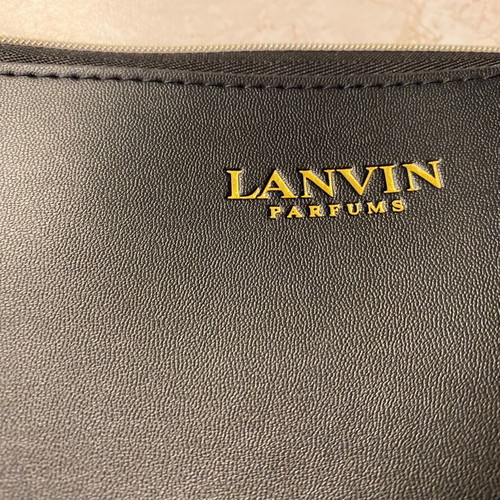 Lanvin toiletry bag new black leatherette with travel cosmetics