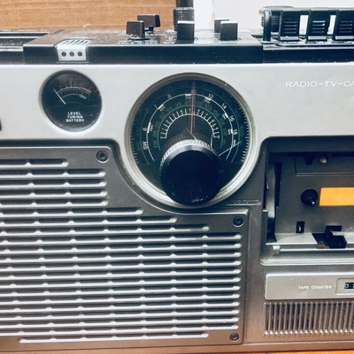 JVC radio cassette TV 1971 vintage portable player