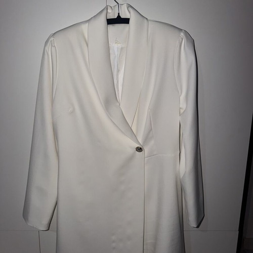 White skirt suit with integrated jacket, new