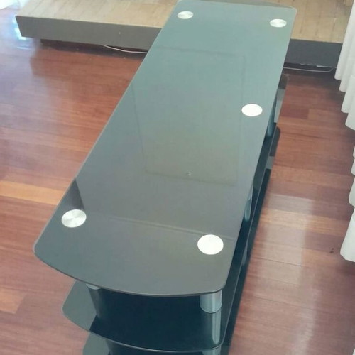 TV stand like new 120x40 with black plexiglass
