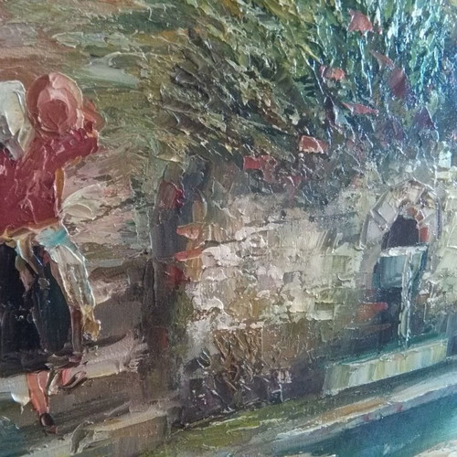 Oil painting Pigi in the village by G. Georgantas like new
