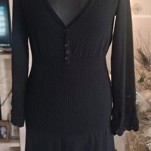 Roccobarocco wool dress black like new, size L