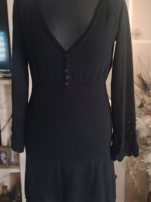 Roccobarocco wool dress black like new, size L