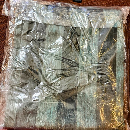 Striped Fabric Tablecloth 140x180 cm new, dark anthracite with petrol-green tones