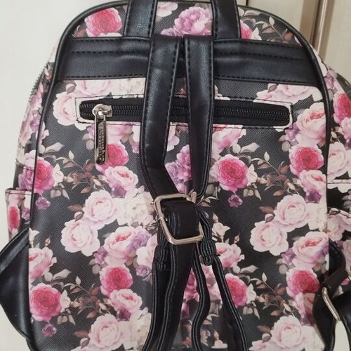 Backpack new with three compartments, black and pink