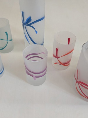 Emanuel Ungaro vintage barware set, frosted glass, 6 pieces