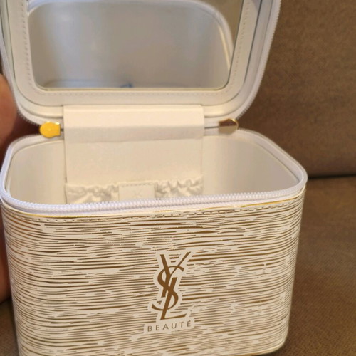YSL - Yves Saint Laurent toiletry bag like new, white and beige